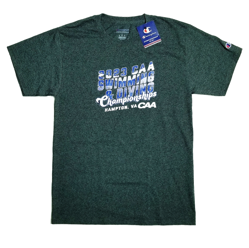 Champion Mens 2023 Hampton Virginia CAA Swimming & Diving Tshirt Grey SMALL